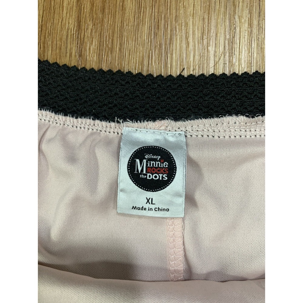 Disney Minnie Rocks The Dots Black Lace Pink Underlay Mini Skirt Elastic XL Jr. - Picture 2 of 7